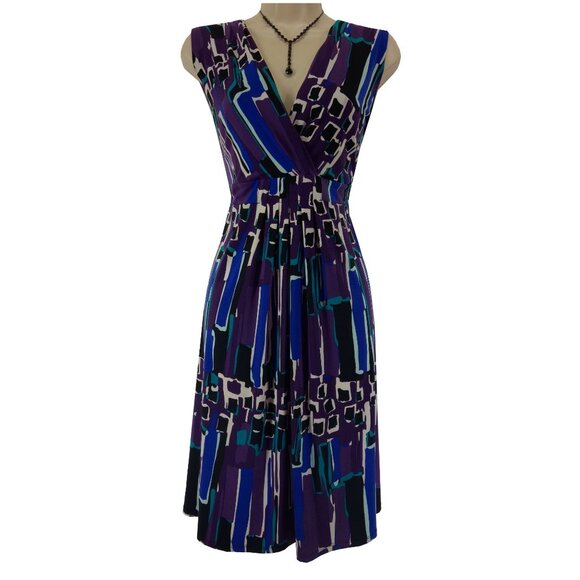 Merona Purple Watercolor Print Empire Waist Dress Size 1X 16 Plus Size Summer - Picture 1 of 6